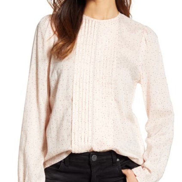 Lucky Brand Tops - Lucky Brand Light Pink Lea Pintuck Blouse